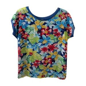 Me & Me Floral Blouse Top Made in Italy Ligtweight Sheer Boxy Women's M